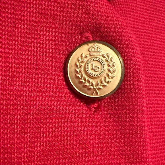 ✨ LizPort Vintage Red V-Neck Dress – Gold Accent Glam ✨ - Picture 2 of 6